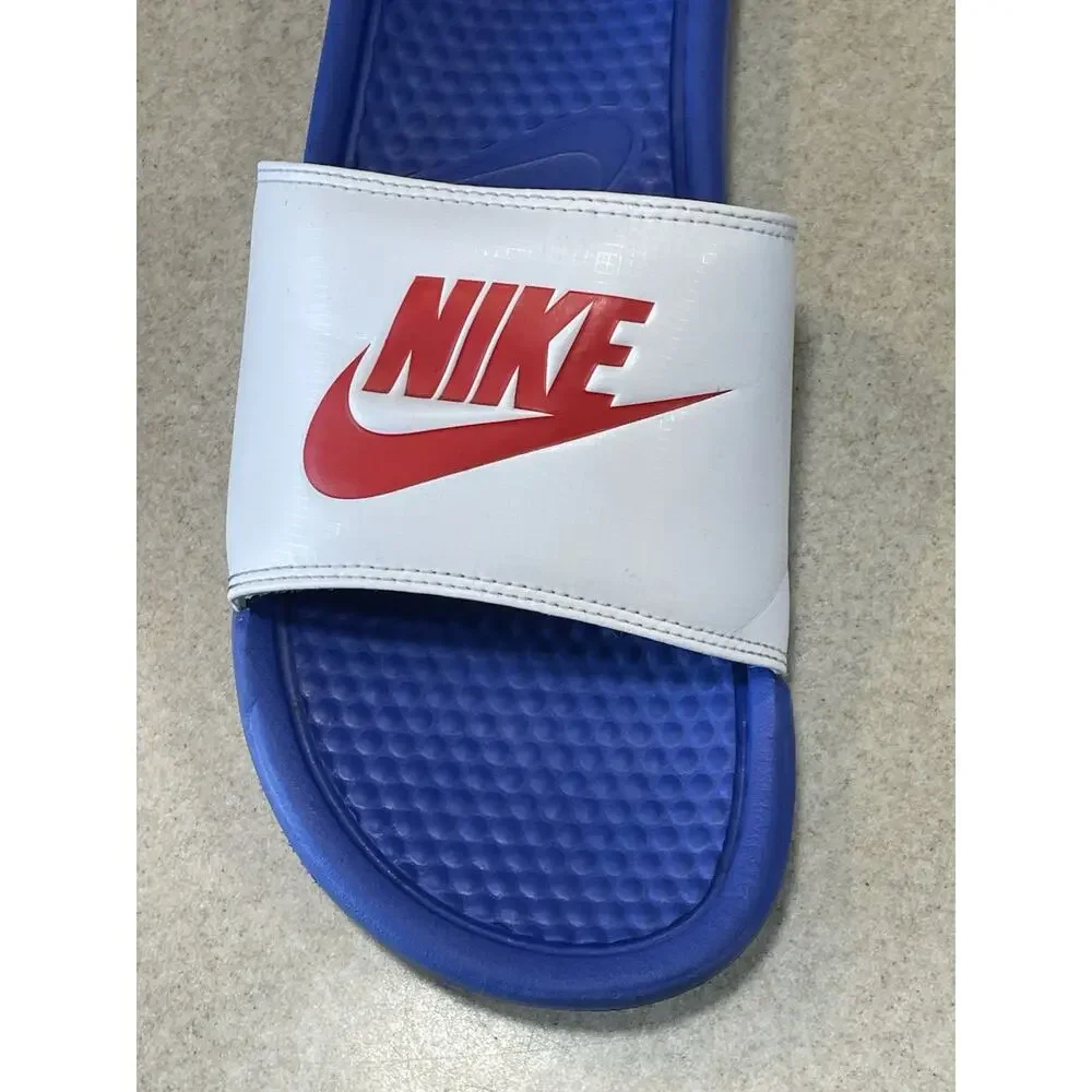 Nike Benassi JDI Slides Men’s Size 11 Royal/White/Red -Summer Sandals 343880-410